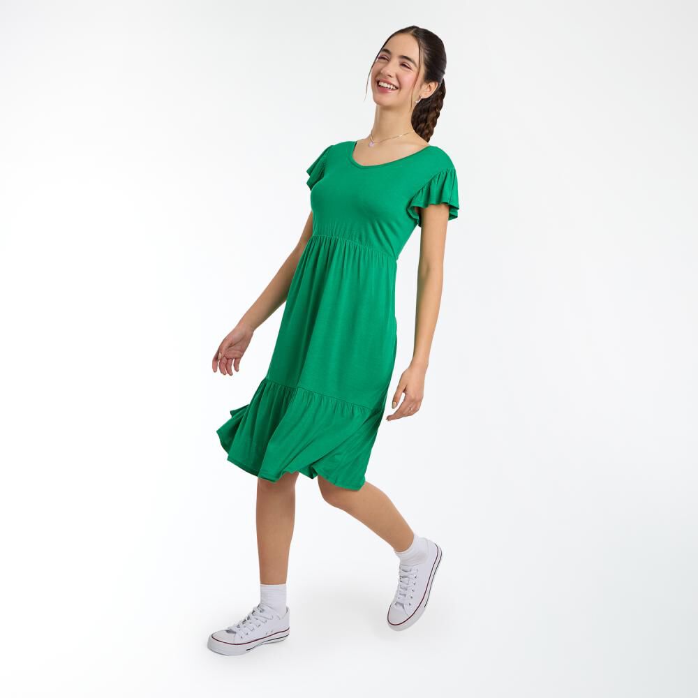 Vestido Manga Corta Con Vuelos Cuello Redondo Mujer Freedom image number 2.0