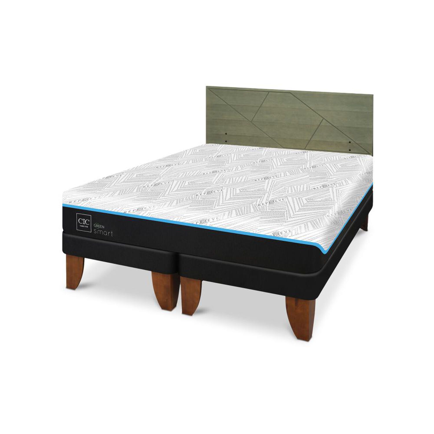 Cama Europea Cic Green Infinity / 2 Plazas / Base Dividida + Respaldo image number 1.0