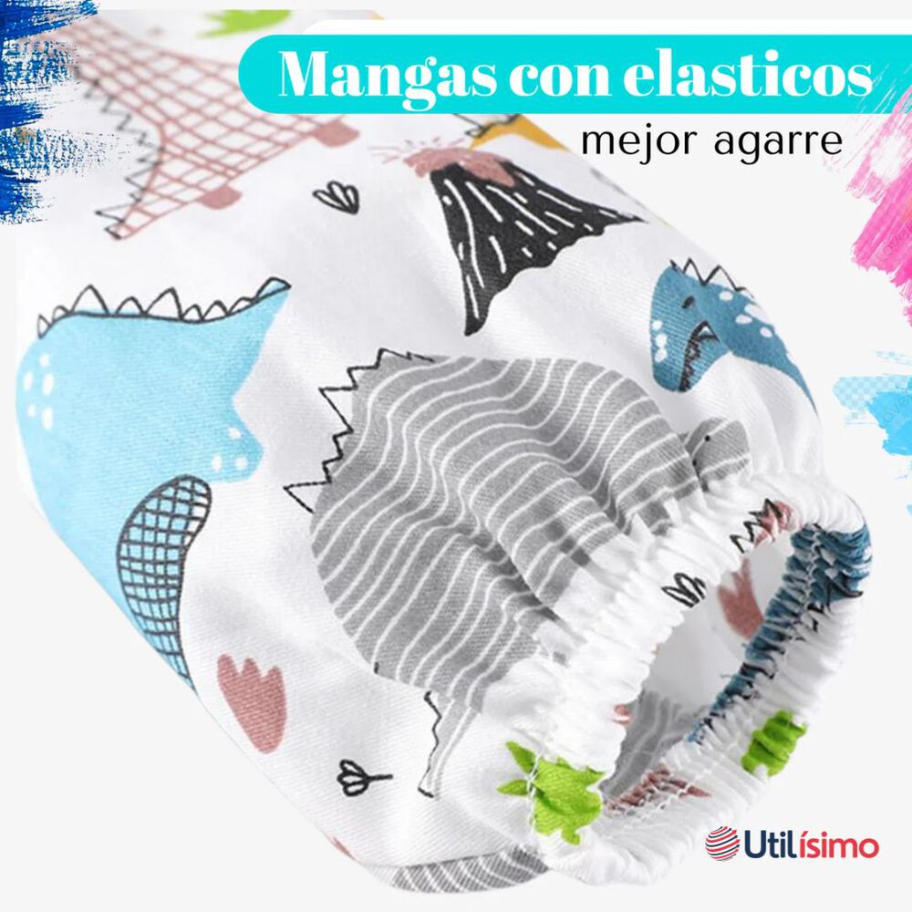 Pack 6 Babero Delantal Impermeable Manga Larga Bebe Y Niño image number 9.0