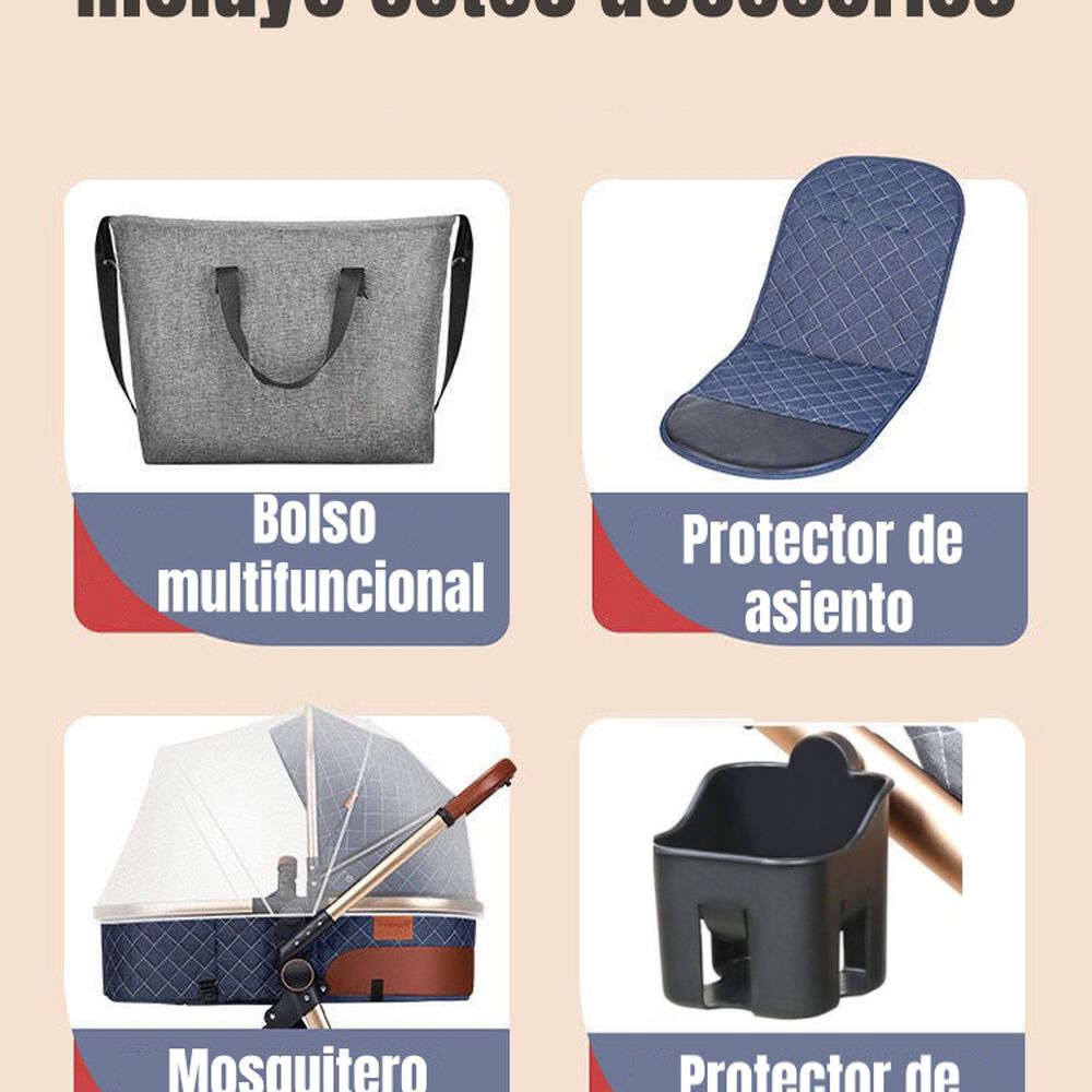 Coche Cuna Con Silla Nido Y Accesorios Lubabycas Gris image number 2.0