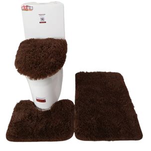 Set De Alfombras Peludo Para Baño 3 Piezas Burdeo Jaspeado