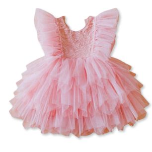 Vestido De Fiesta De Encaje Y Tul Ni&ntilde;as 6 Meses A 4 A&ntilde;os Princess Pink