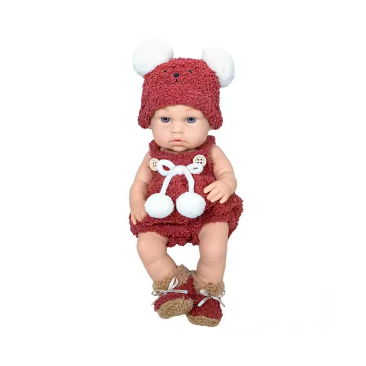 Juguete Mu&ntilde;eca Realista 29cm Silicona Vestido Rojo Infantil image number 0.0