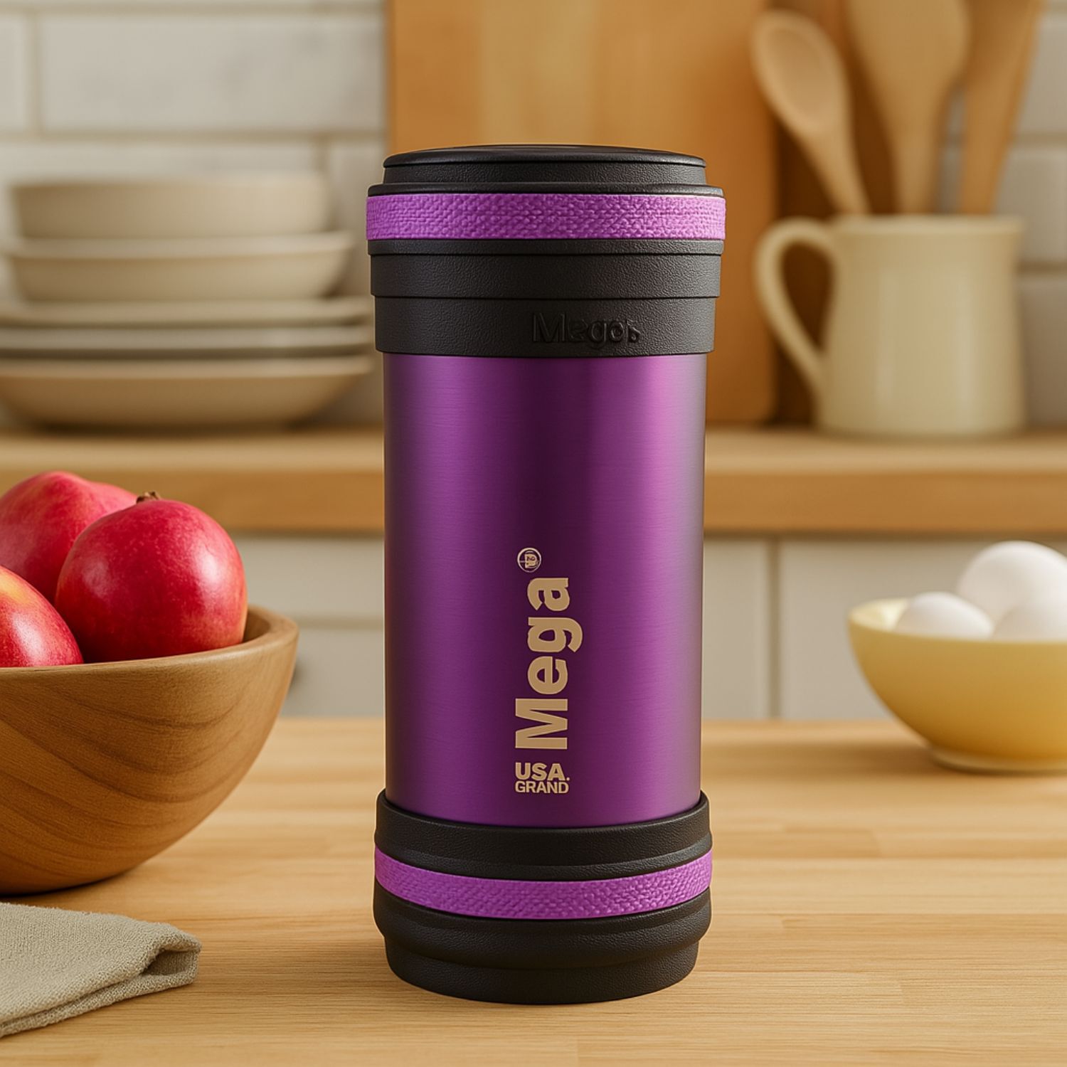 Termo Mega Maxx 600ml Comidas Metalico Acero Inoxidable Morado image number 0.0