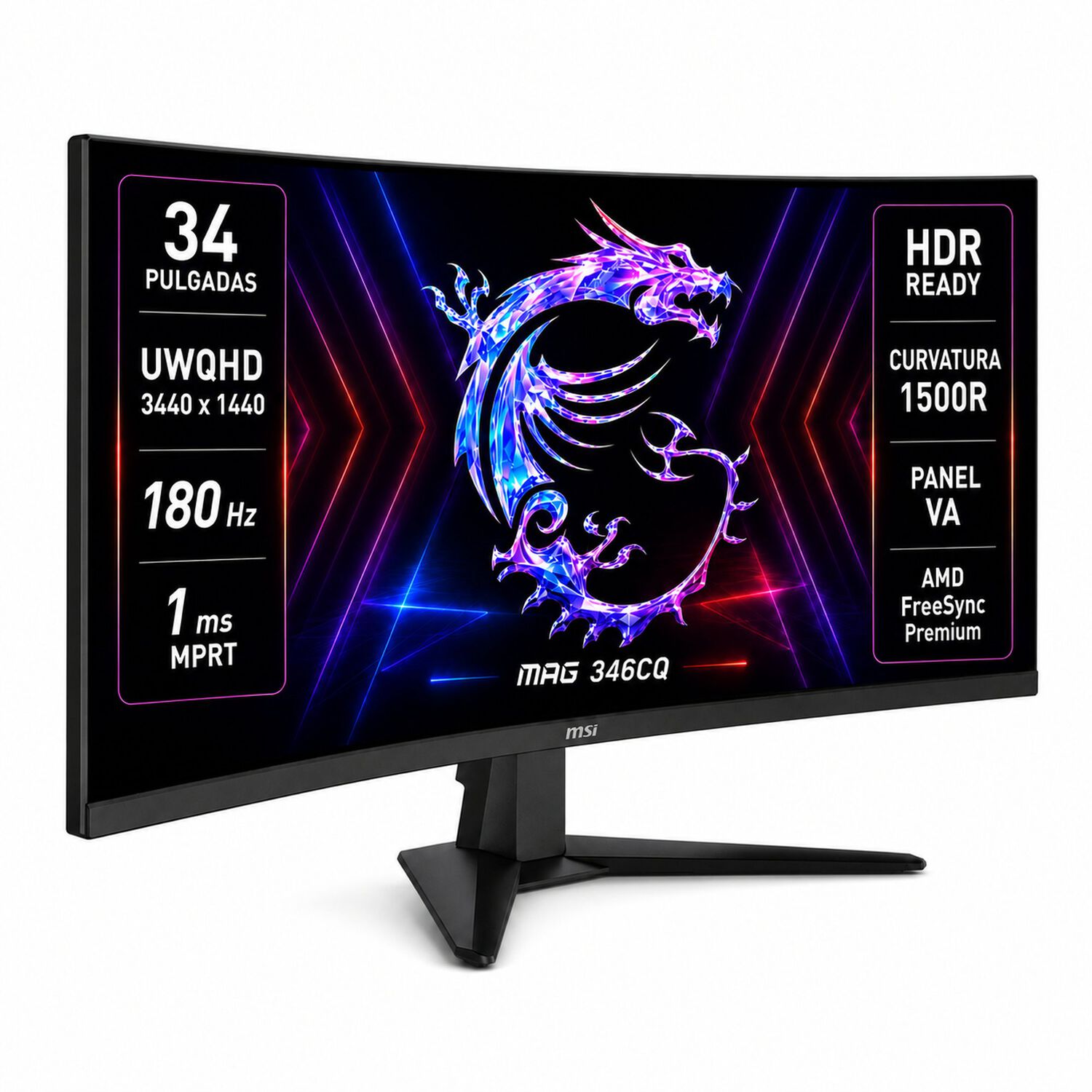 Monitor Gamer Msi 34" Curvo 180hz Ultra Flat 1ms 3440x1440px image number 1.0