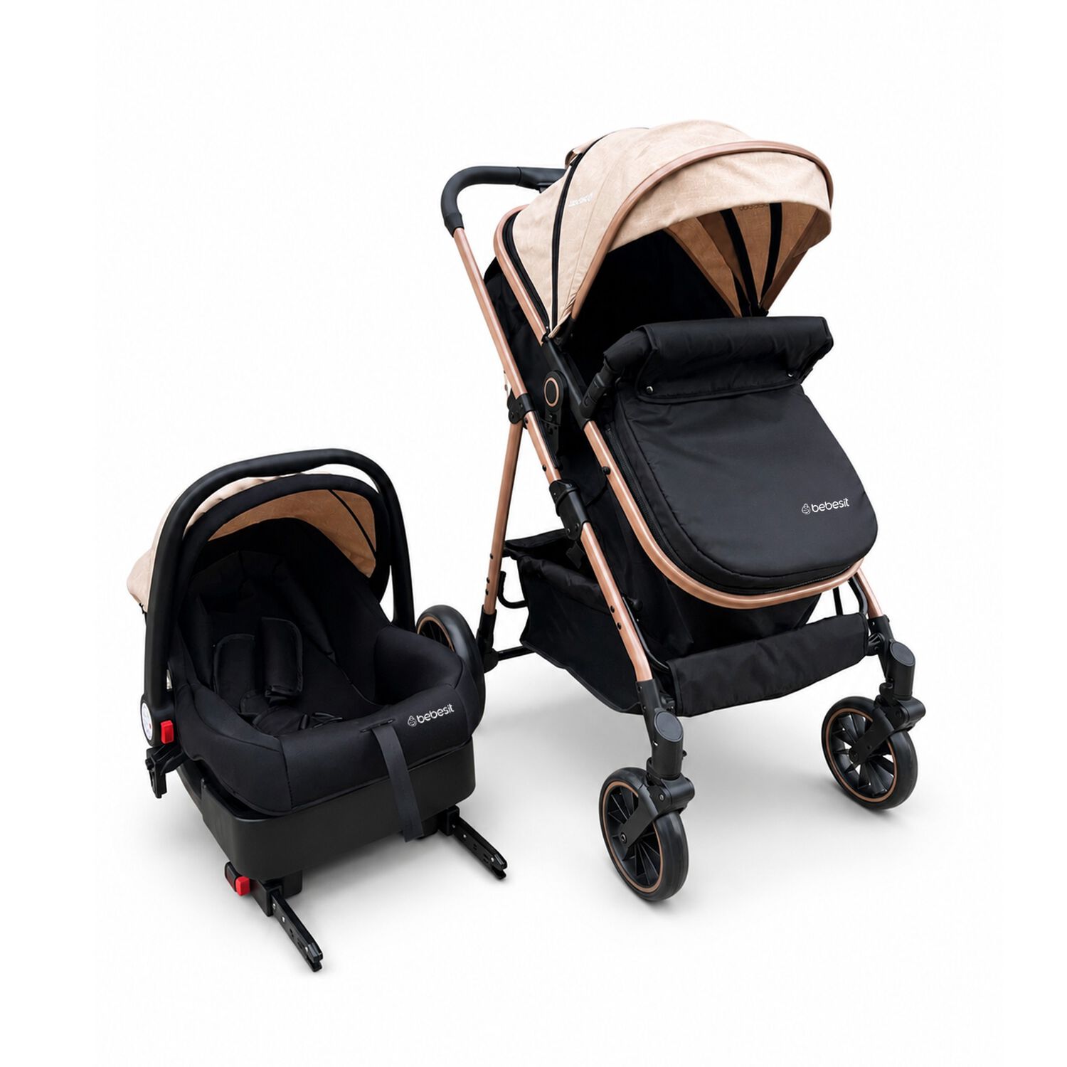 Coche Cuna Travel System Aureo Isofix Gold Beige Bebesit image number 0.0