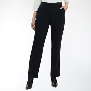 Pantalón Clásico Con Bolsillos Tiro Medio Regular Mujer Lesage