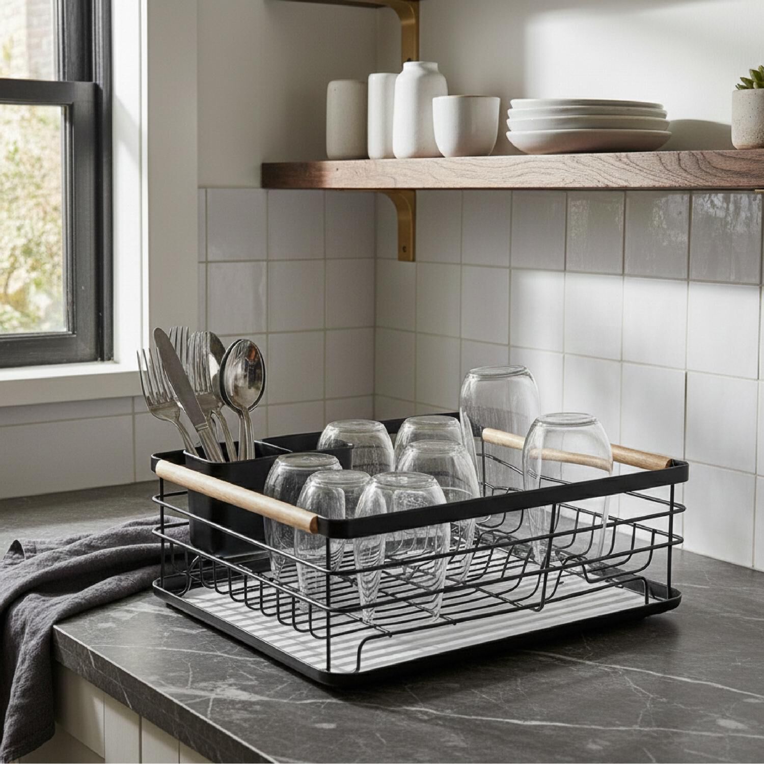 Secaplatos Escurridor 1 Nivel Acero Inox Negro Simplit image number 7.0