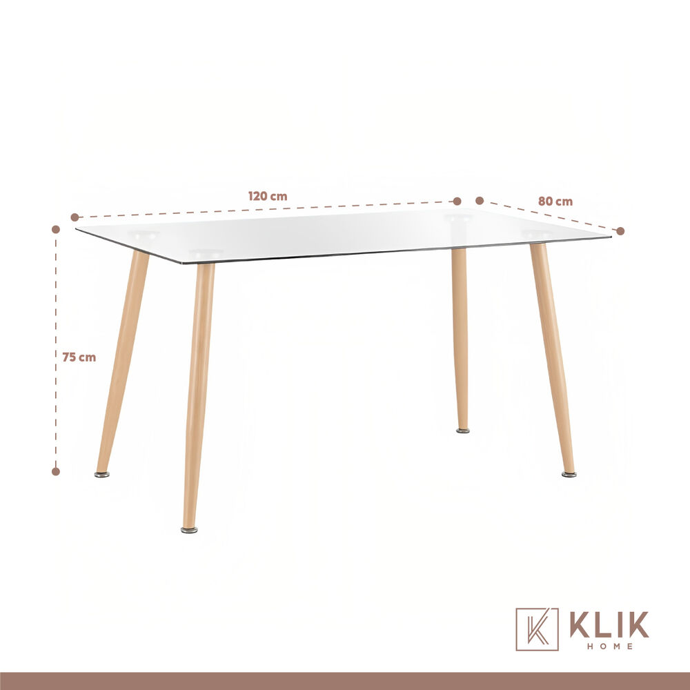 Comedor Mesa Vidrio Rectangular 120x80 + 6 Silla Macron Terciopelo - Beige image number 4.0