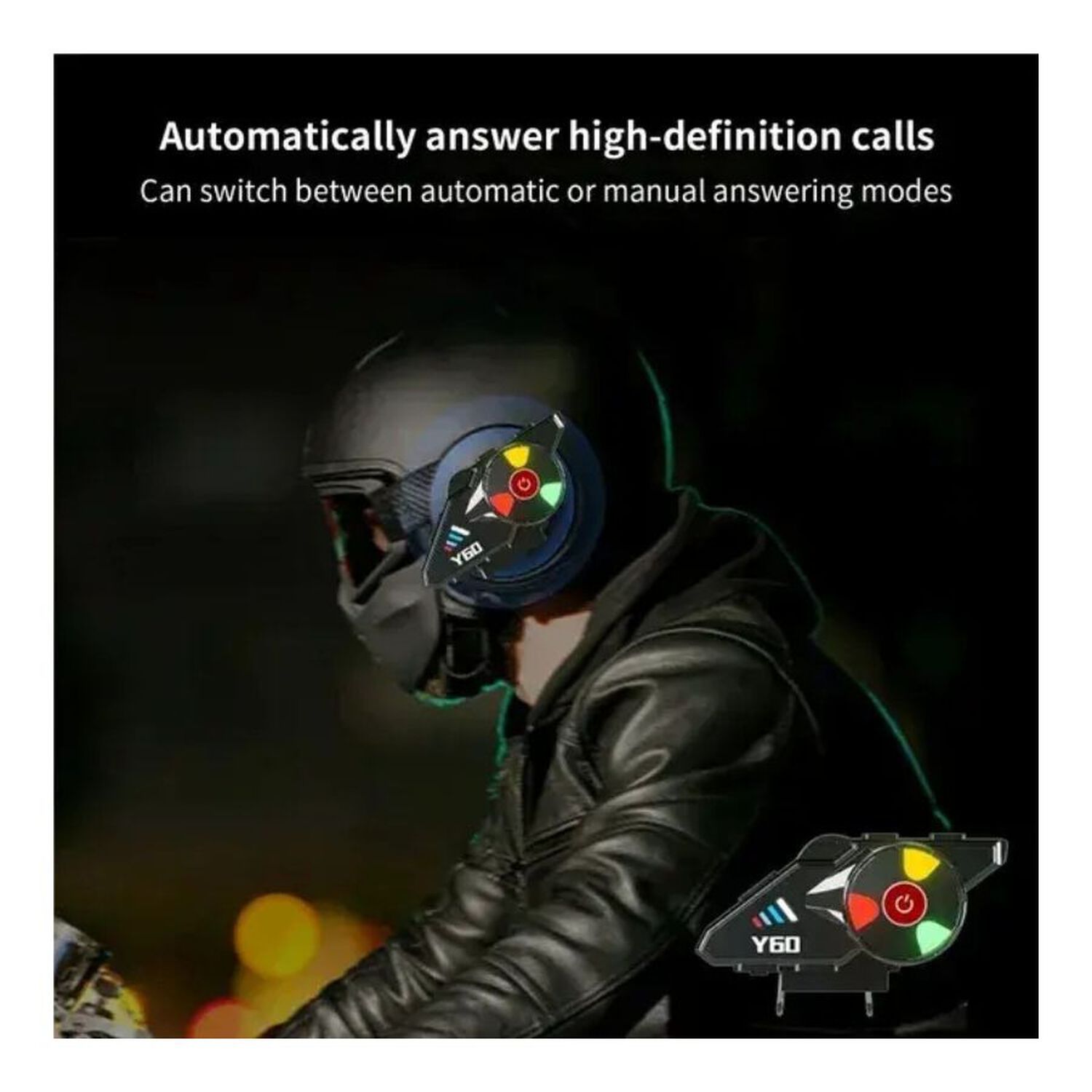 Intercomunicador Para Casco Moto Y60 Bluetooth Luces Rgb image number 1.0