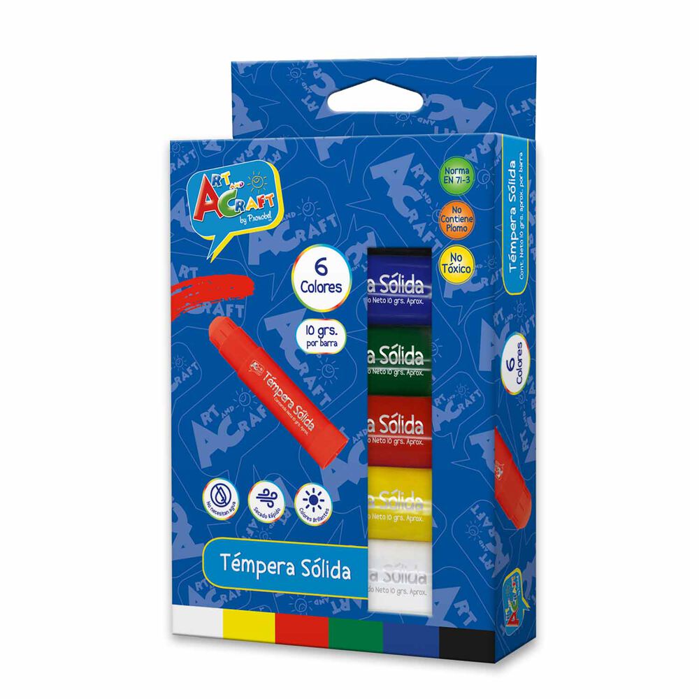 Tempera Solida 6 Colores Art & Craft image number 0.0