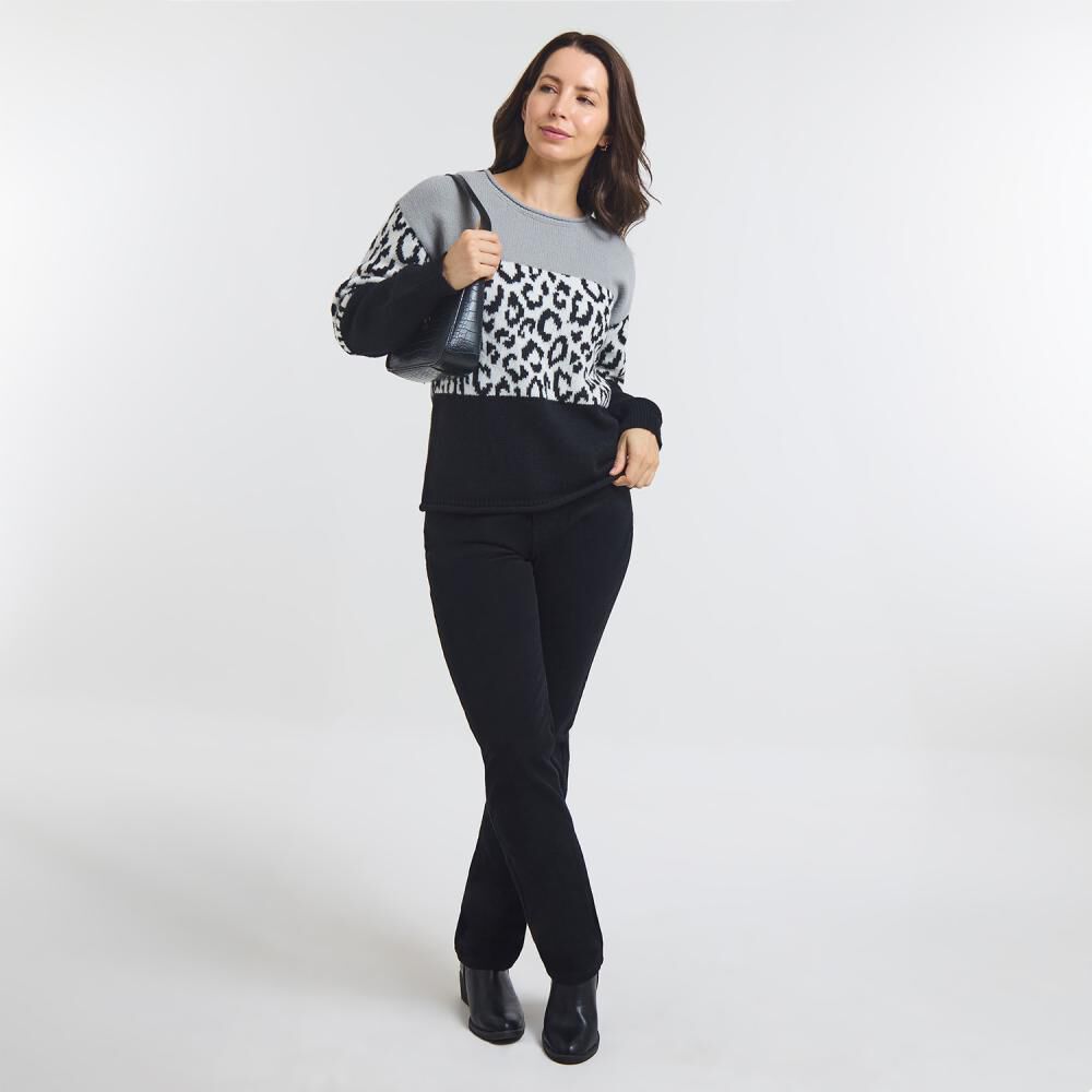 Sweater Bloque Animal Print Cuello Alto Mujer Geeps image number 1.0