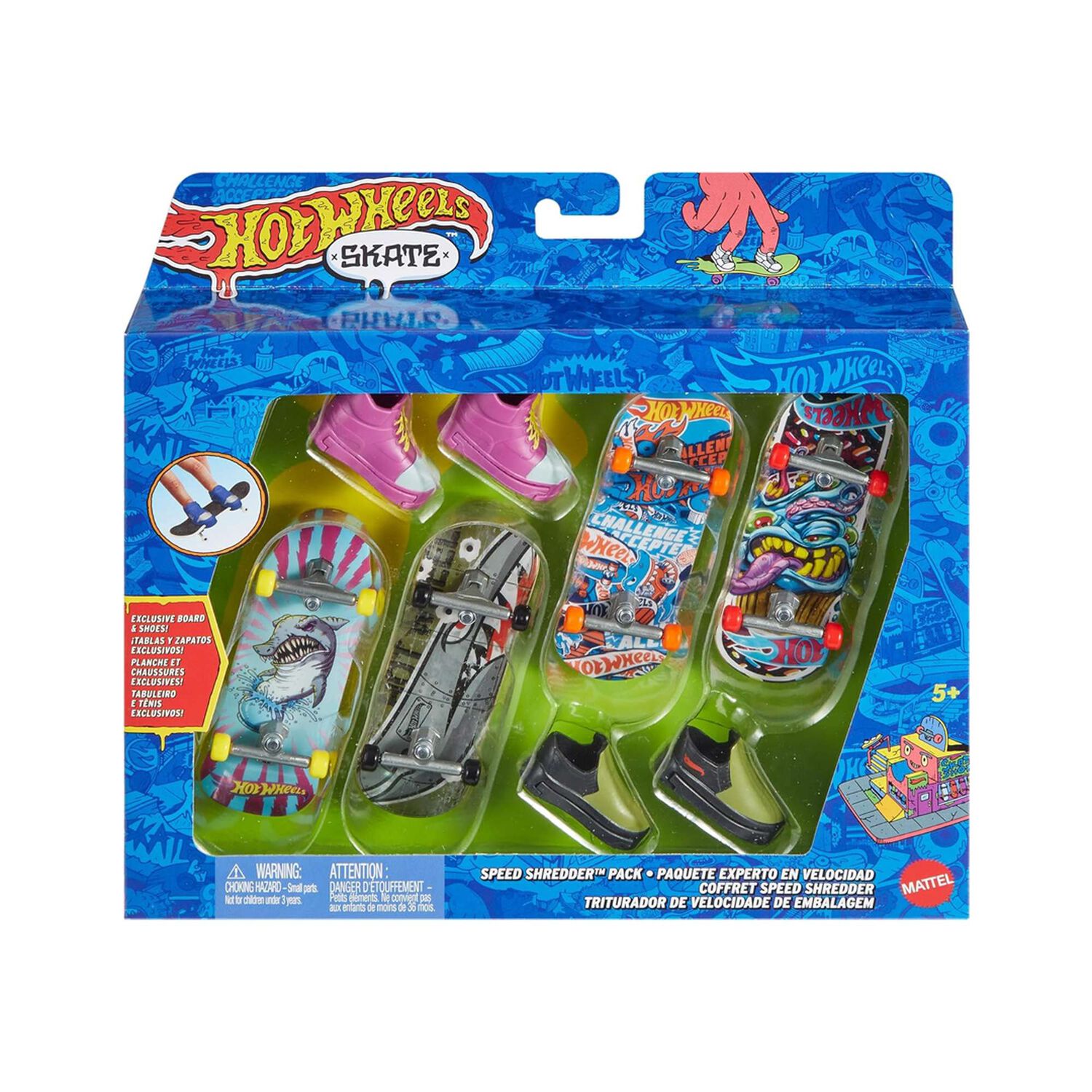 Hot Wheels Skate Multipack 4 Fingerboards + Tenis Moradas Y Negras image number 0.0