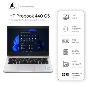 Notebook Hp 440 G5 I7 8th 8gb 256gb - Win11 Office - Reacondicionado Profesional