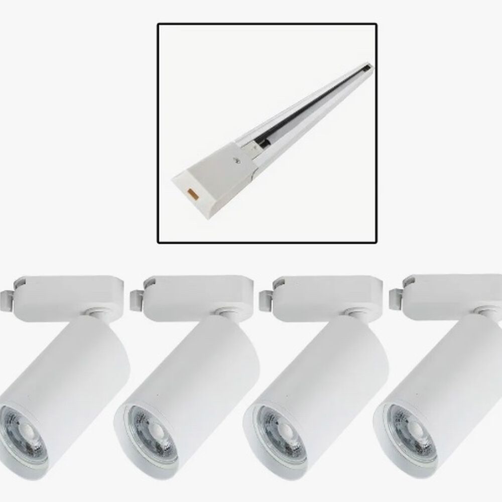 1 Riel Monof&aacute;sico 1mt Blanco + 4 Focos Luz C&aacute;lida image number 0.0