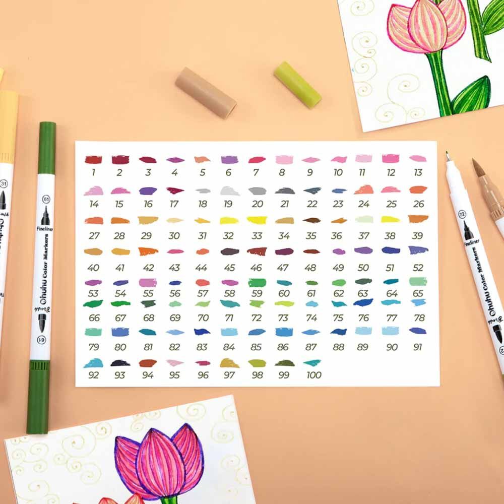 Ohuhu Maui 120 Marcadores A Base De Agua (estuche Verde) image number 3.0