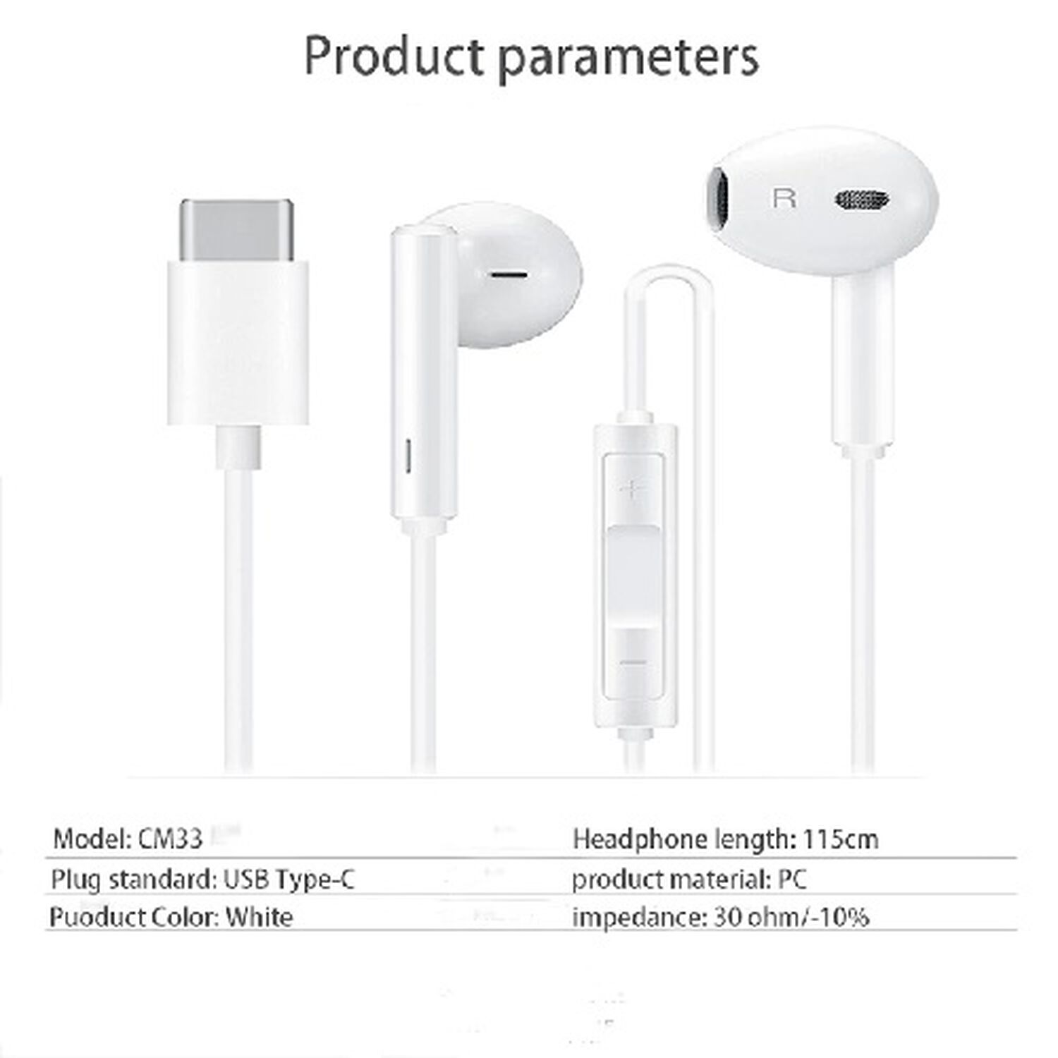 Aud&iacute;fonos Con Cable Compatible Tipo C H Cm33 Convencionales Con Micr&oacute;fonos Y Manos Libres image number 3.0