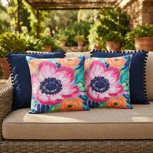 Set De 4 Cojines Decorativos Jard&iacute;n Azul Vibrante 45 45