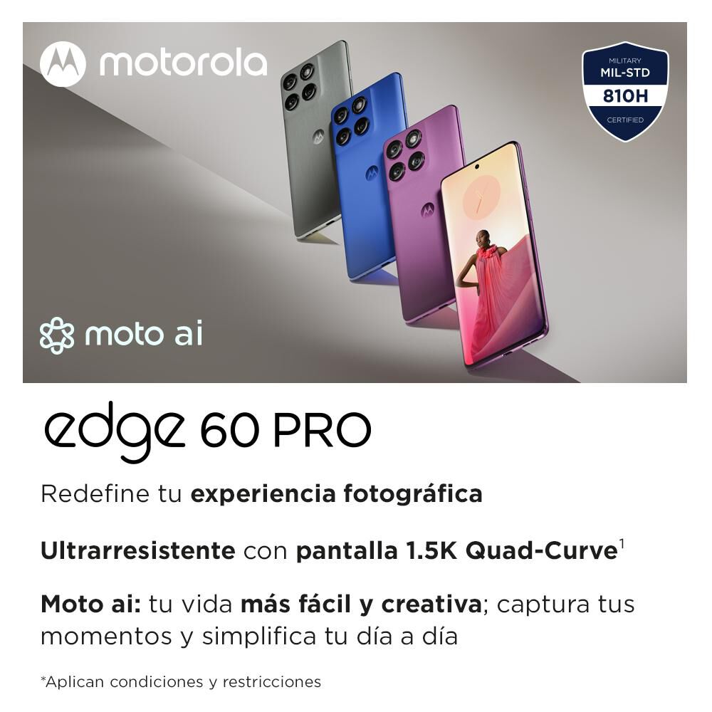 Smartphone Motorola Moto Edge 60 Pro / 5G / 512 GB / Azul / Liberado image number 2.0