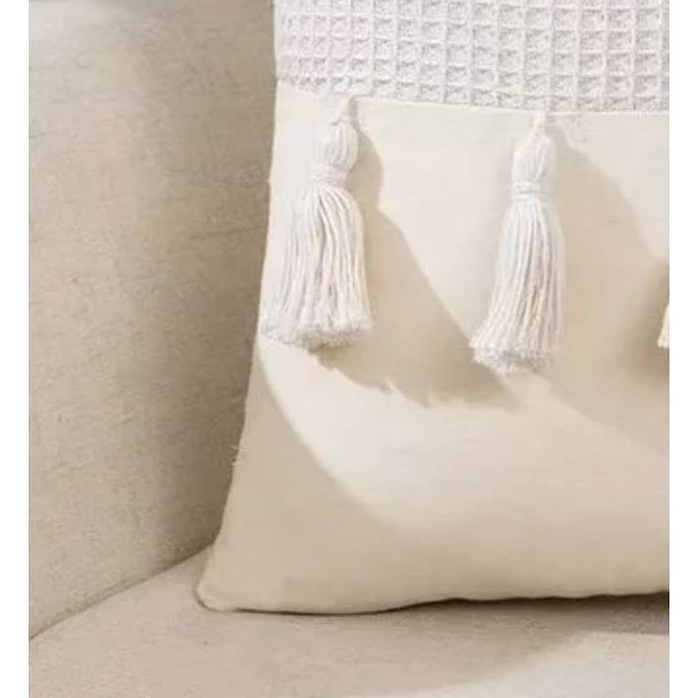 Pack 2 Fundas De Coj&iacute;n 45x45cm Dise&ntilde;o Lino Tejida Con Flecos image number 1.0