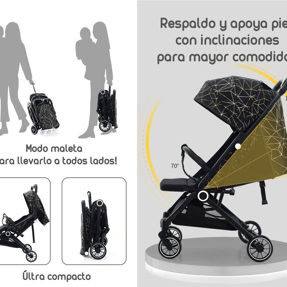 Coche De Paseo Últra Compacto Lubabycas Go Travel Negro image number 4.0