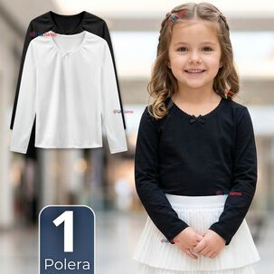 Camiseta Polera Algod&oacute;n Cuello Redondo Primera Capa Manga Larga Colores Surtidos Ni&ntilde;a
