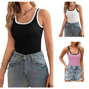 UTILISIMO Pack 6 Poleras Mujer Sin Mangas Elasticada Colores Surtidos