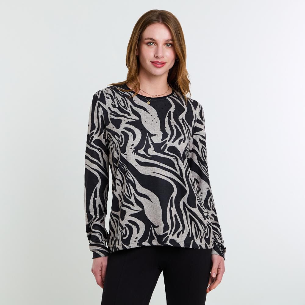 Sweater Estampado Manga Larga Cuello Redondo Mujer Lesage image number 0.0
