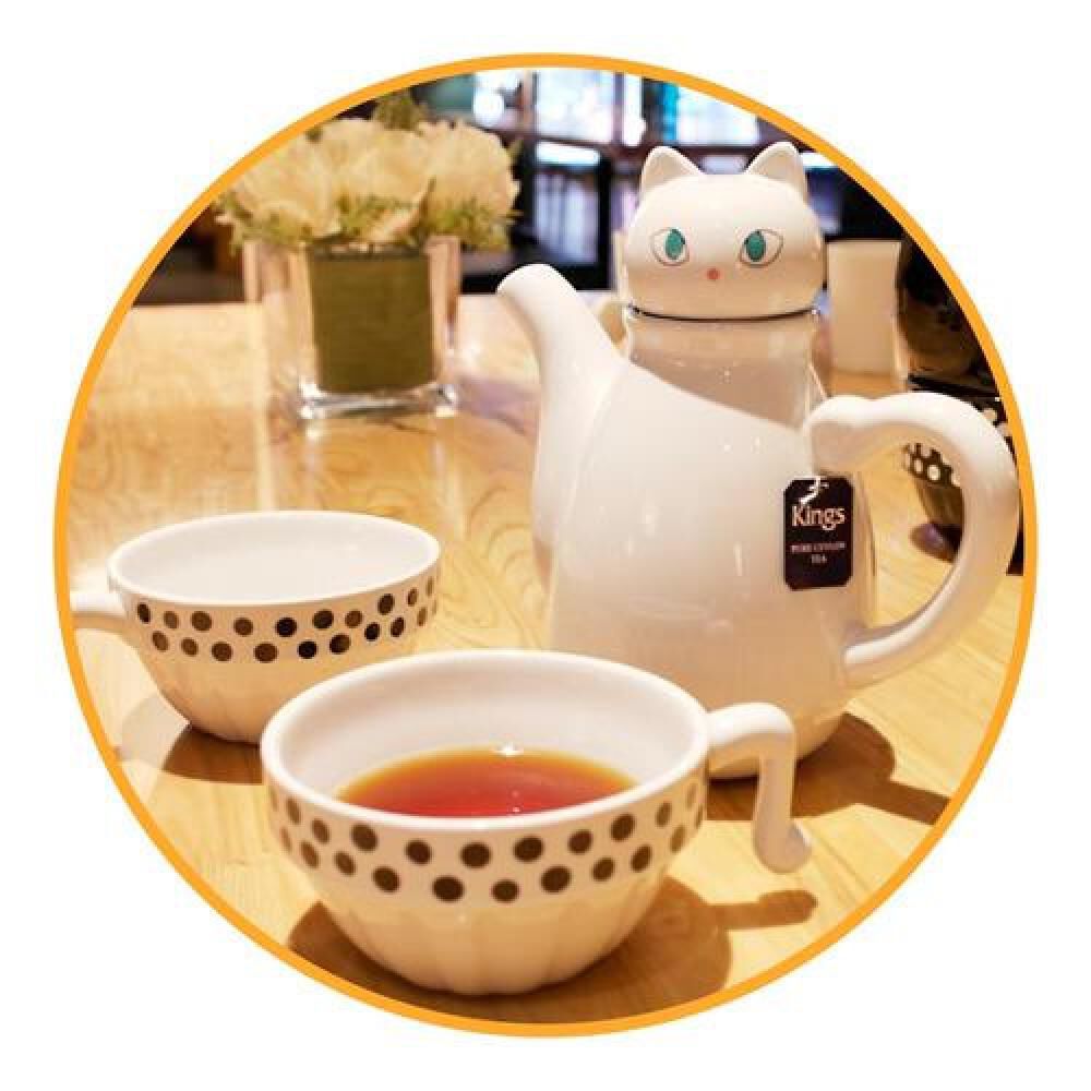 Set Cerámica Té Gatito, Tetera Con Infusor 2 Tazas Gato Cat image number 3.0
