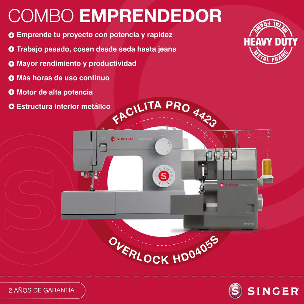 Combo Singer Heavy Duty Facilita Pro 4423 + Overlock Hd0405s image number 1.0