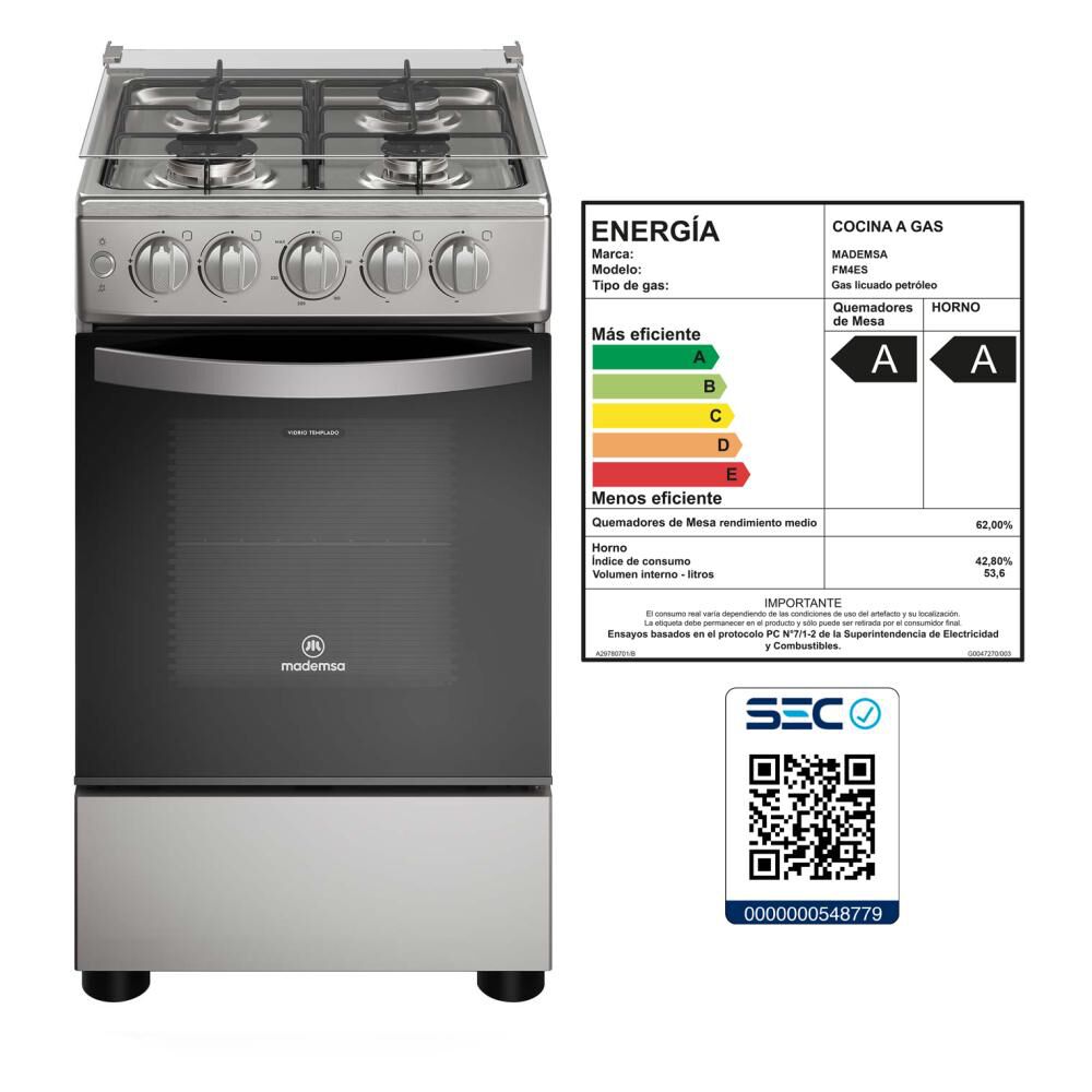 Cocina A Gas Mademsa FM4ES / 4 Quemadores image number 9.0