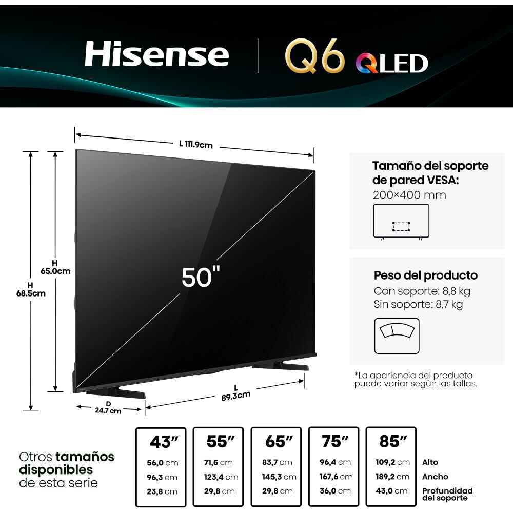Qled 55" Hisense 55Q6QV / Ultra HD 4K / Smart TV image number 2.0