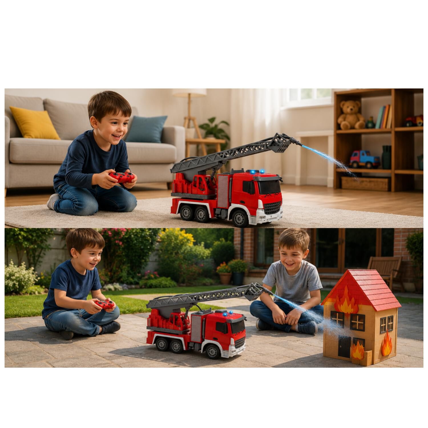 Juguete Camion De Bomberos A Control Remoto 1:24 Luces Agua Infantil image number 3.0