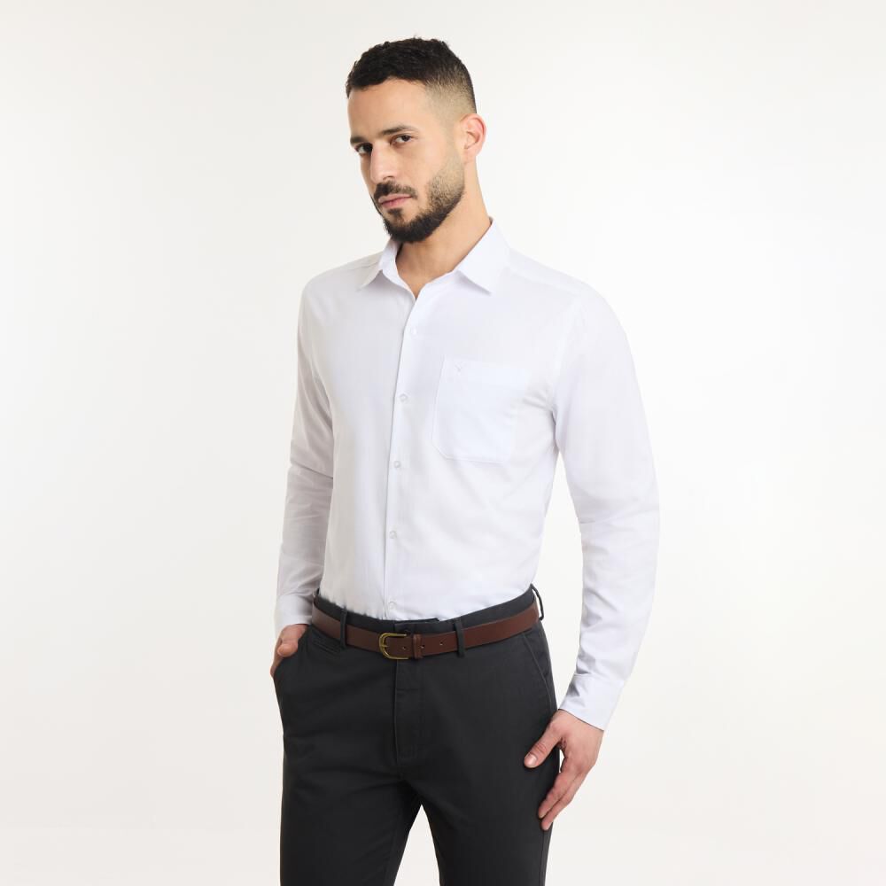 Camisa Lisa Slim Manga Larga Hombre Az Black image number 2.0