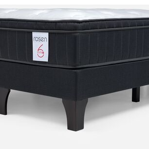 Cama Europea Rosen New Style 6 Plus + Respaldo Lucio / 2 Plazas / Base Normal + Set De Maderas
