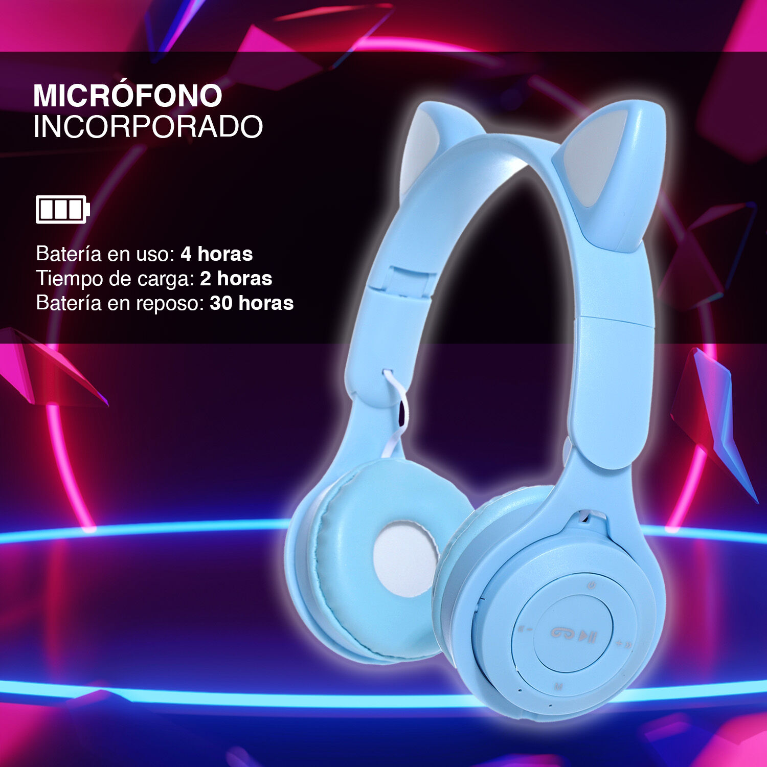 Aud&iacute;fonos Headphones Y08m Celeste image number 3.0
