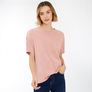 Polera Con Lavado Manga Corta Cuello Redondo Mujer Ocean Pacific