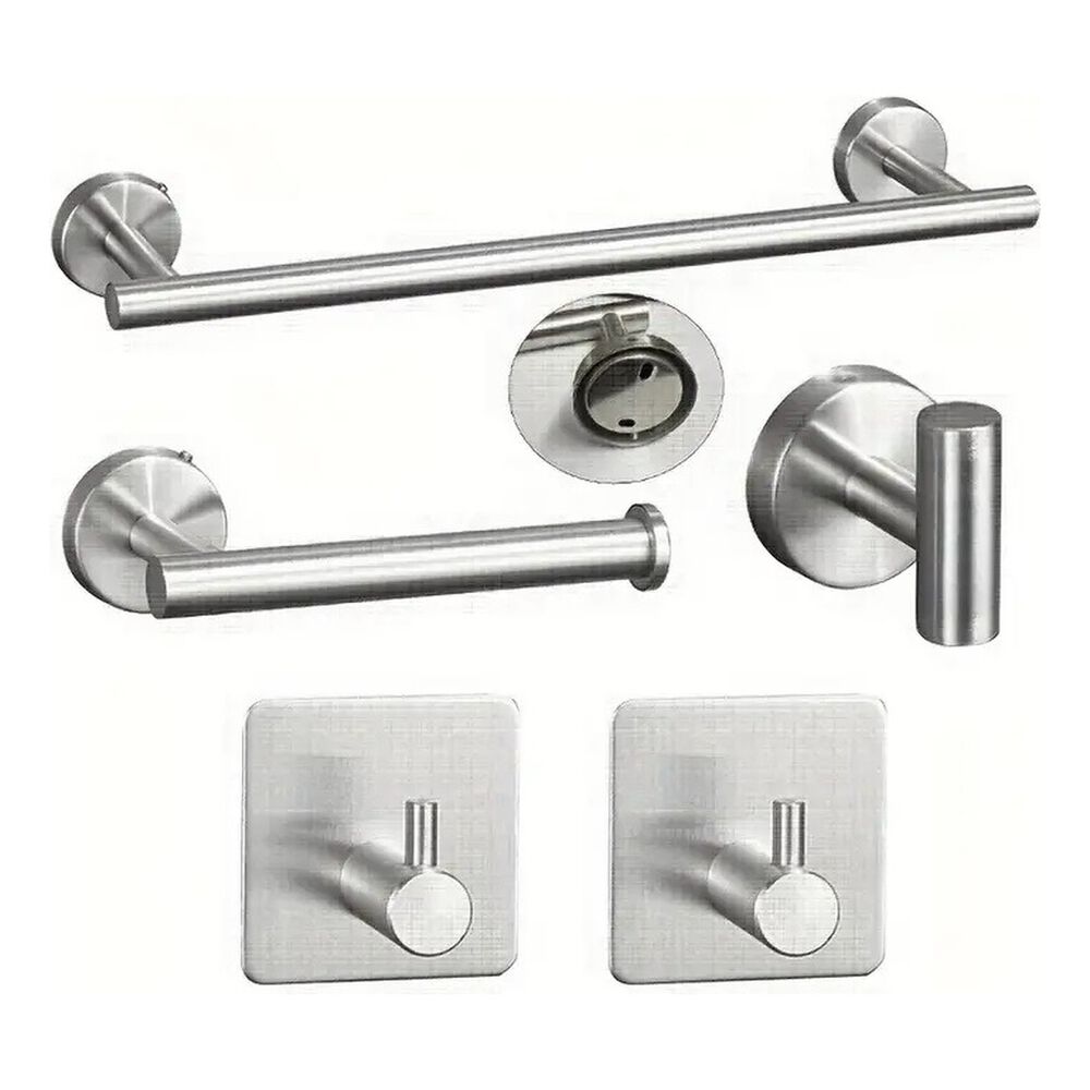 Set 5 Accesorios Baño Acero Inoxidable Montaje Pared image number 0.0