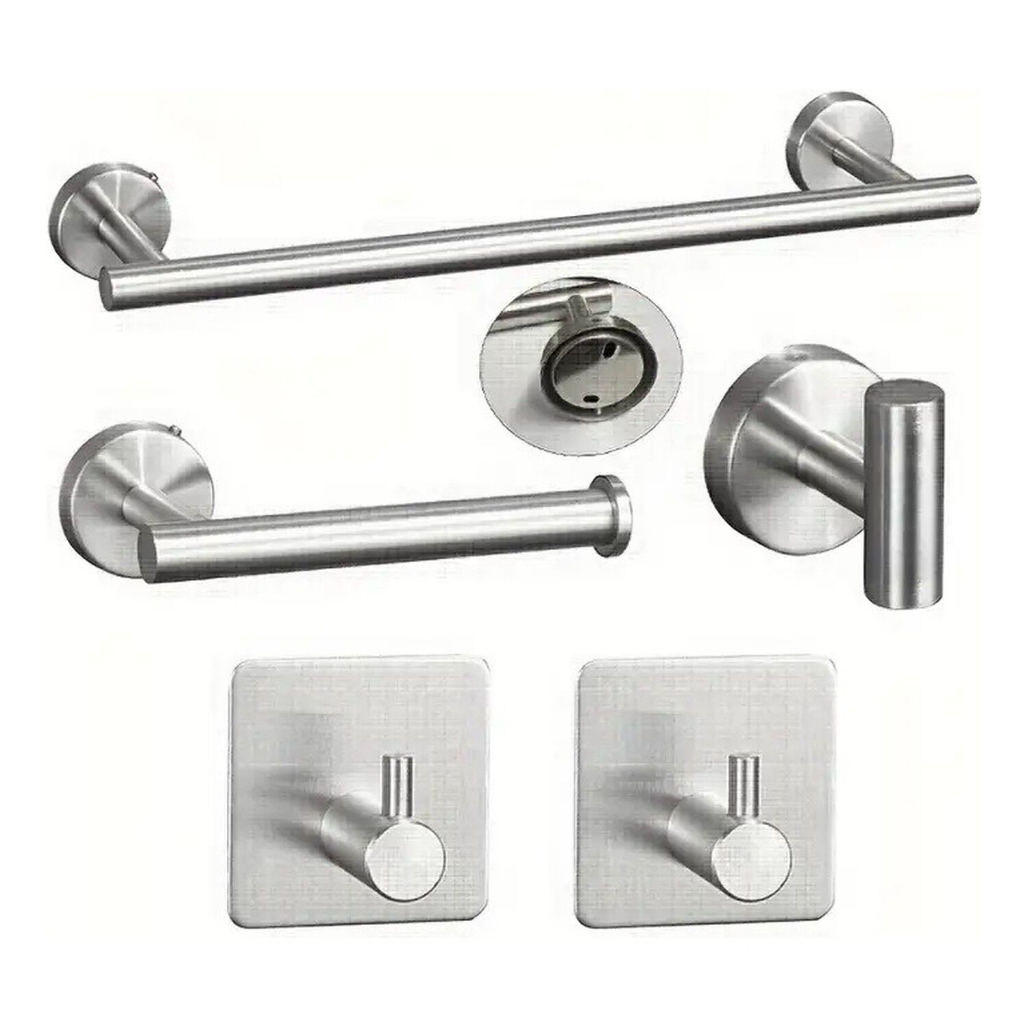 Set 5 Accesorios Ba&ntilde;o Acero Inoxidable Montaje Pared image number 0.0