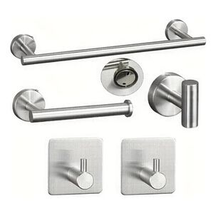 Set 5 Accesorios Baño Acero Inoxidable Montaje Pared