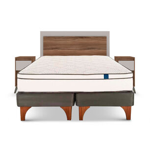 Cama Europea Flex Valencia / 2 Plazas / Base Dividida + Set De Maderas Mil&aacute;n