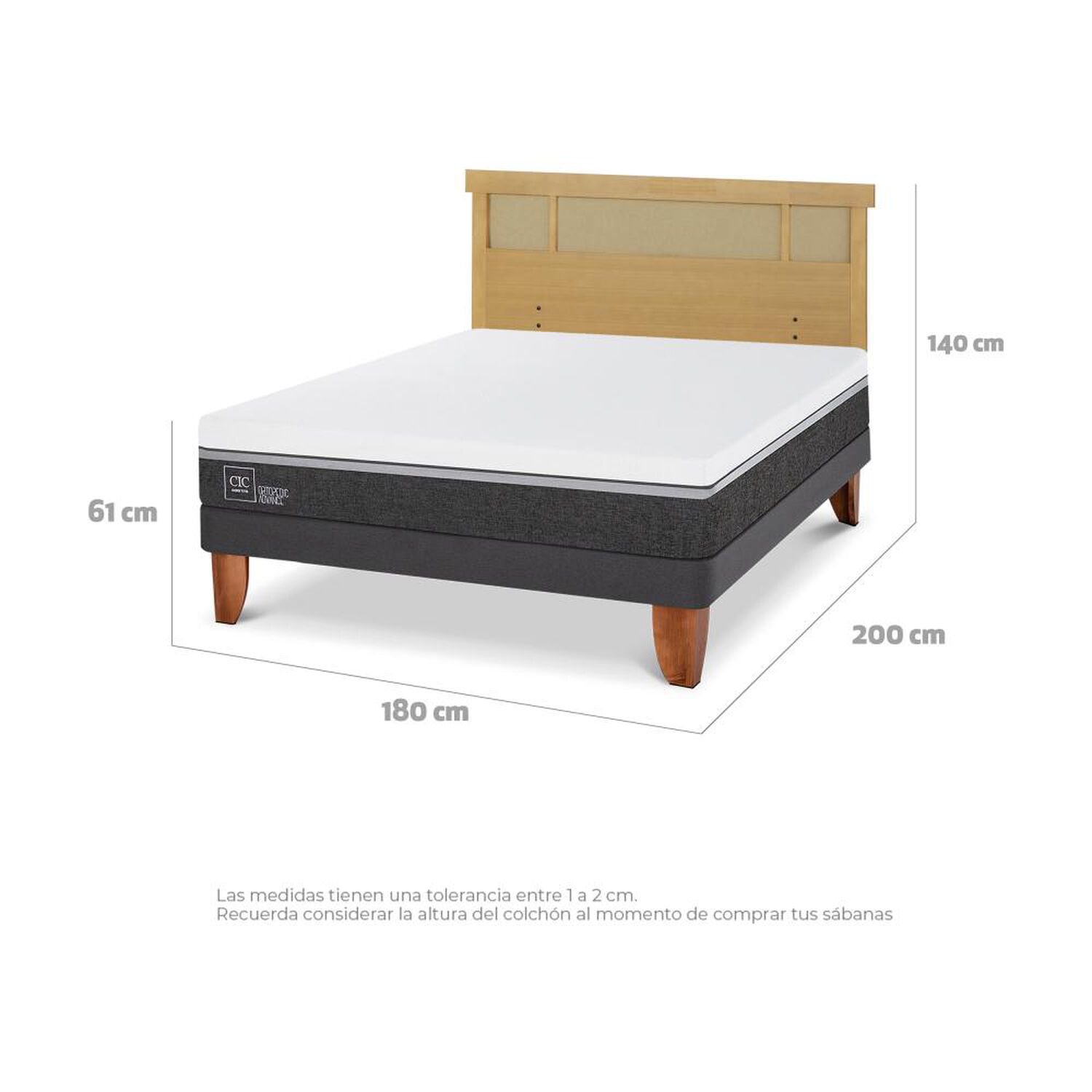 Cama Europea Cic Ortopedic Advance / King / Base Dividida + Respaldo image number 3.0