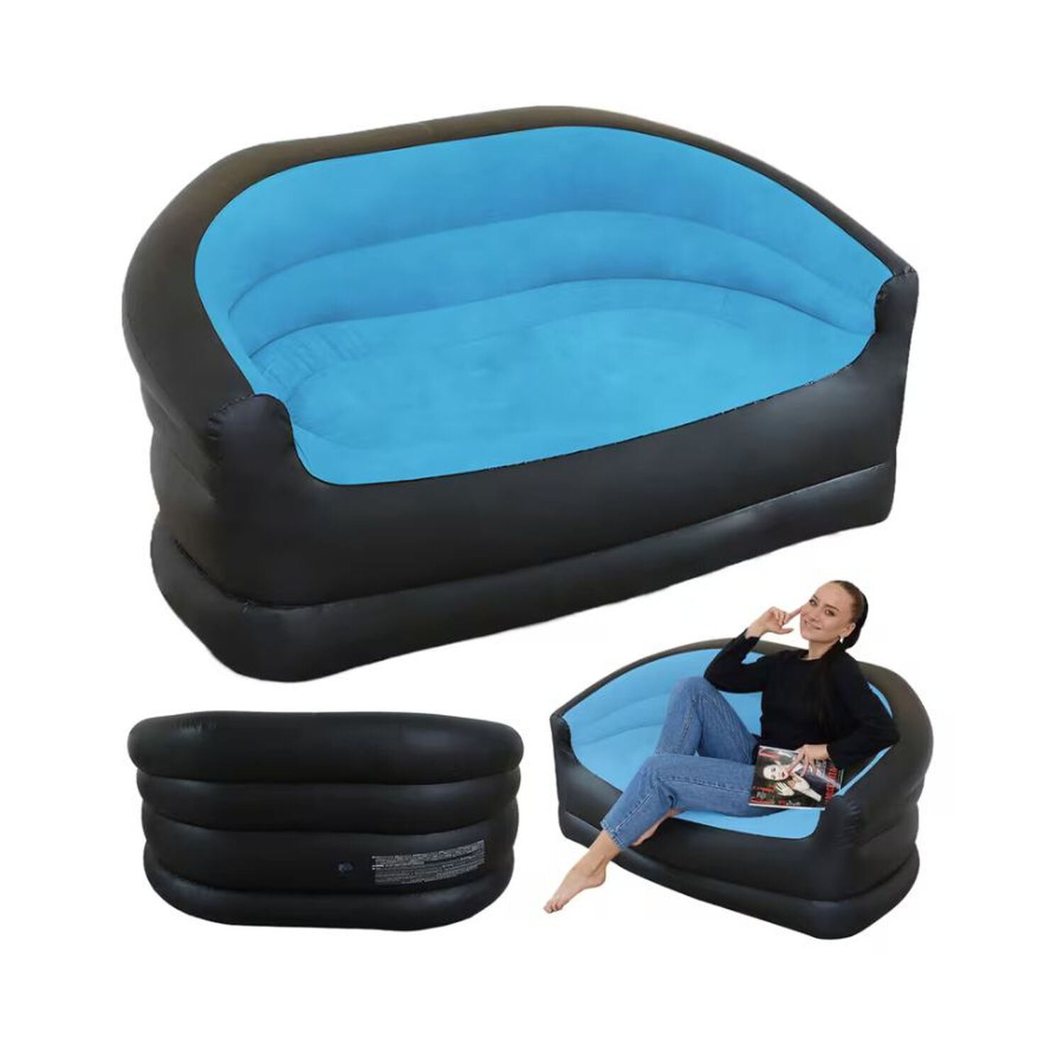 Sof&aacute; Inflable Doble Para Acampar Y Hogar Tumbona Port&aacute;til image number 2.0