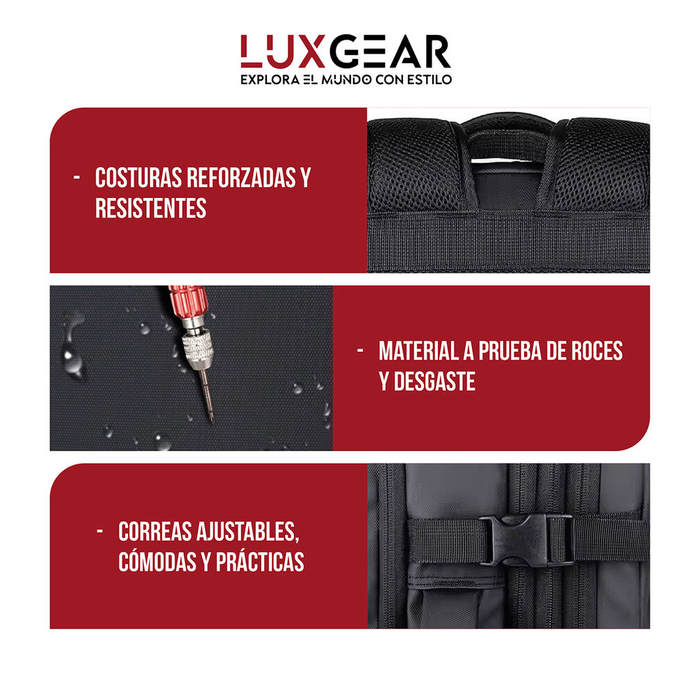 Mochila Maleta Viaje Cabina Luxgear Notebook Impermeable 48l image number 7.0