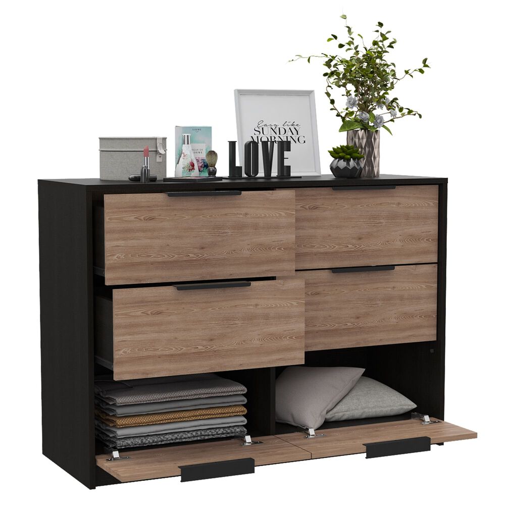 Comoda 4 Cajones 2 Puertas Fm-003n - Negro Y Cafe Claro image number 2.0