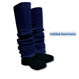 Pack 5 Polainas Escolar Acr&iacute;lica Azul Ni&ntilde;a