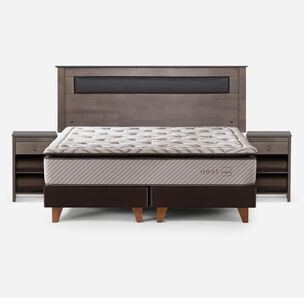 Cama Europea Rosen Nest / King / Base Dividida + Set De Maderas
