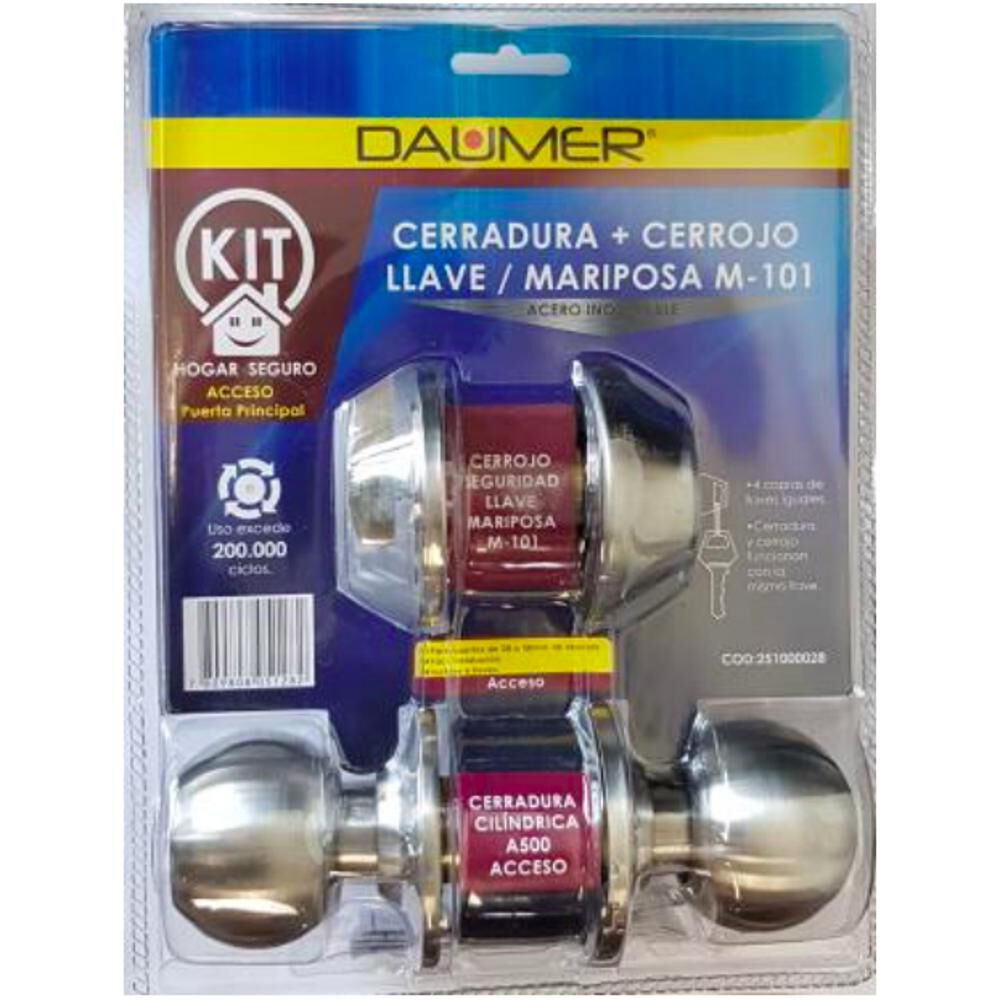 Set Cerradura Acceso Pomo + Cerrojo Llave/mariposa M101 Acero Inoxidable - Lioi image number 0.0