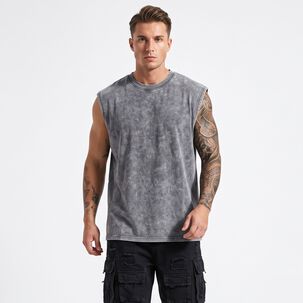 Polera Sin Mangas Musculosa Acid Wash Hombre