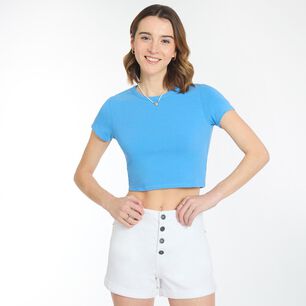 Polera Crop Manga Corta Cuello Redondo Mujer Freedom